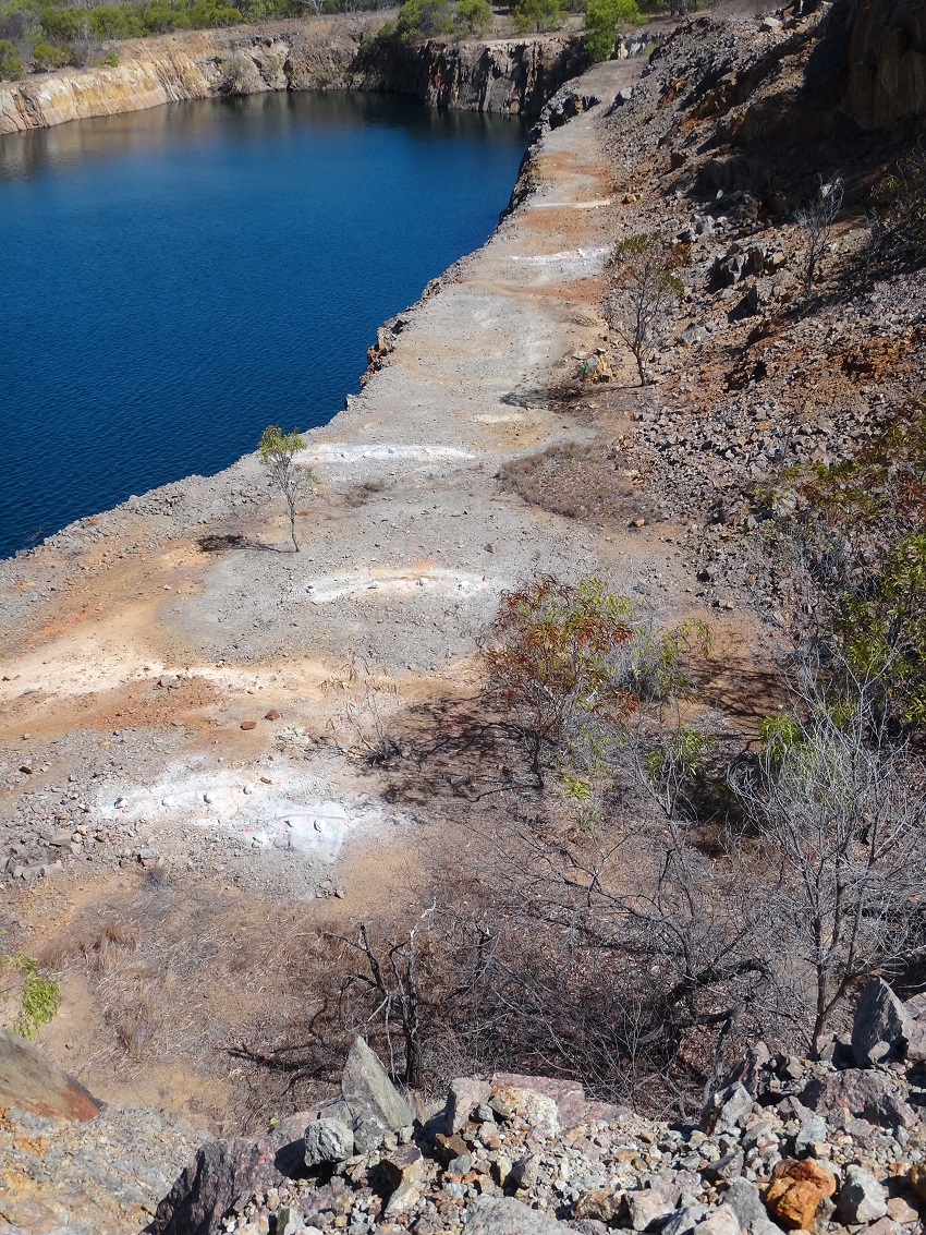 Channel sampling on benchs at Horn Island Gold Mine far North Queensland 2014.